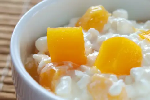 photo of cottage cheese and diced peaches