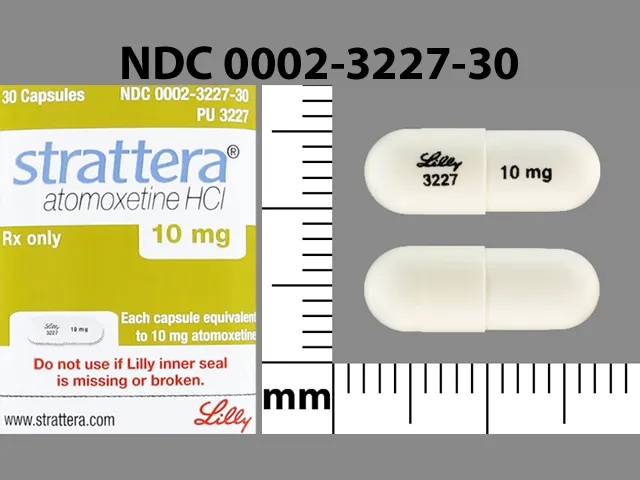 Atomoxetine (Strattera) LILLY 3227 10 MG Pill Image