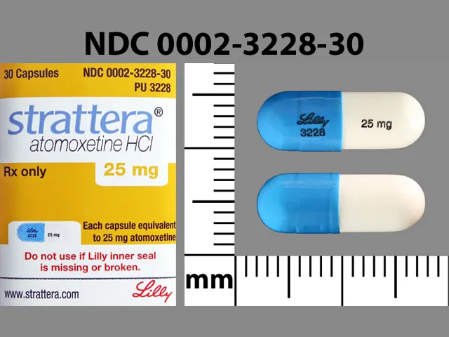 Atomoxetine (Strattera) LILLY 3228 25 MG Pill Image