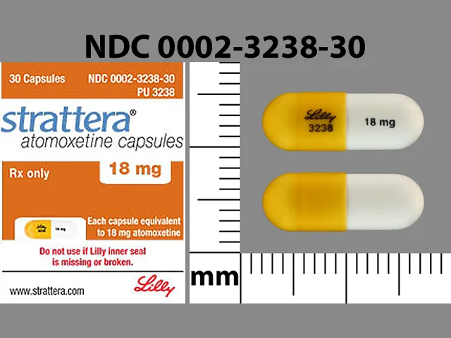 Atomoxetine (Strattera) LILLY 3238 18 MG Pill Image