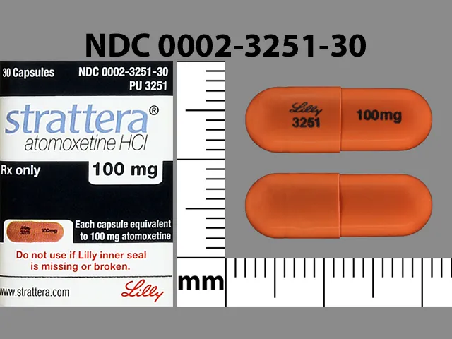 Atomoxetine (Strattera) LILLY 3251 100MG Pill Image