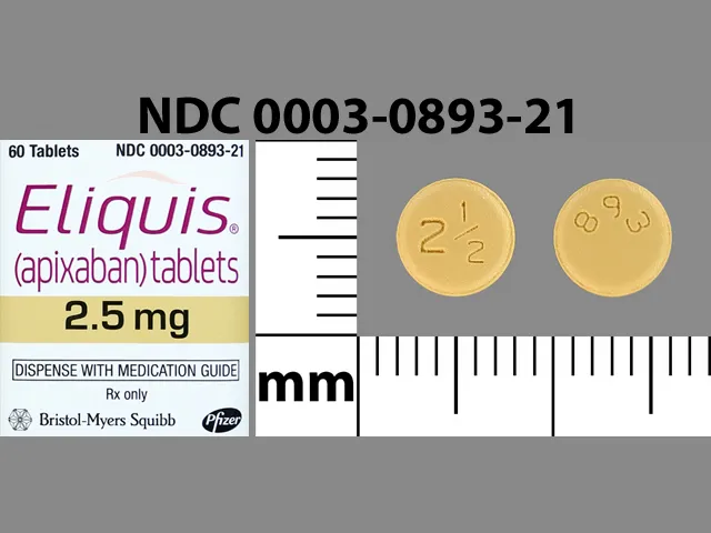 Eliquis (Apixaban) 2 1/2 893 Pill Image