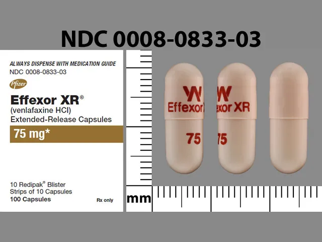 Venlafaxine (Effexor) W EFFEXOR XR 75 Pill Image
