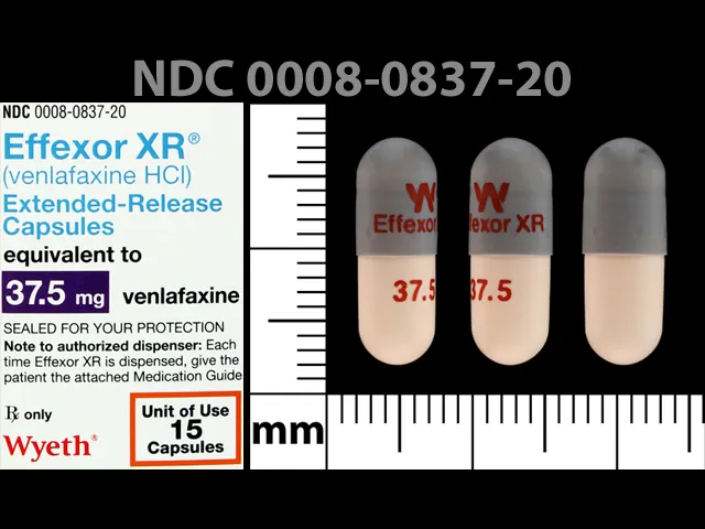 Venlafaxine (Effexor) W EFFEXOR XR 37.5 Pill Image