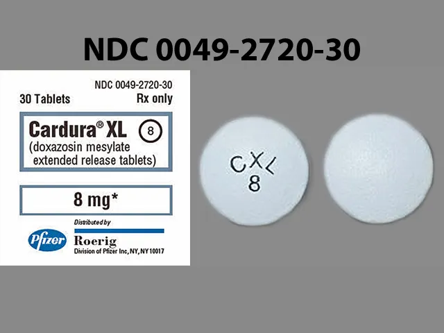 Doxazosin (Cardura) CXL 8 Pill Image