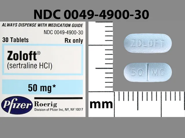 Sertraline (Zoloft) ZOLOFT 50 MG Pill Image