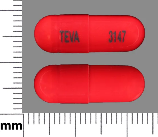 Cephalexin (Keflet, Keflex, Keftab) TEVA 3147 Pill Image