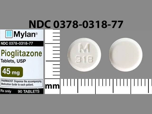 Pioglitazone (Actos) M 318 Pill Image