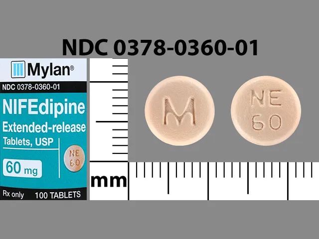 Nifedipine (Procardia) M NE 60 Pill Image