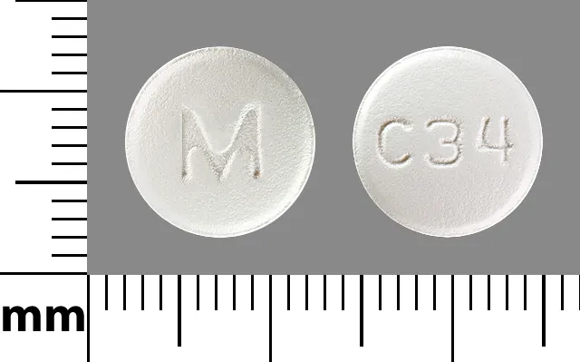 Carvedilol (Coreg, Coreg CR) M C34 Pill Image