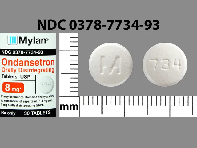 Ondansetron (Zofran, Zofran ODT, Zuplenz) M 734 Pill Image