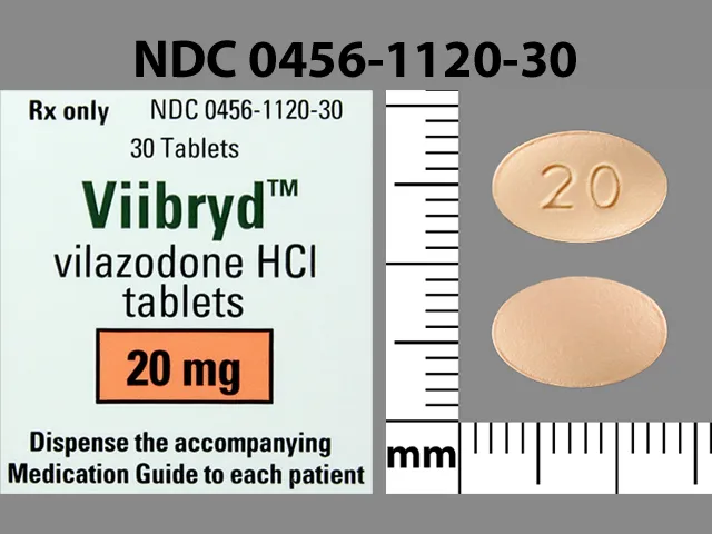 Vilazodone (Viibryd) 20 Pill Image