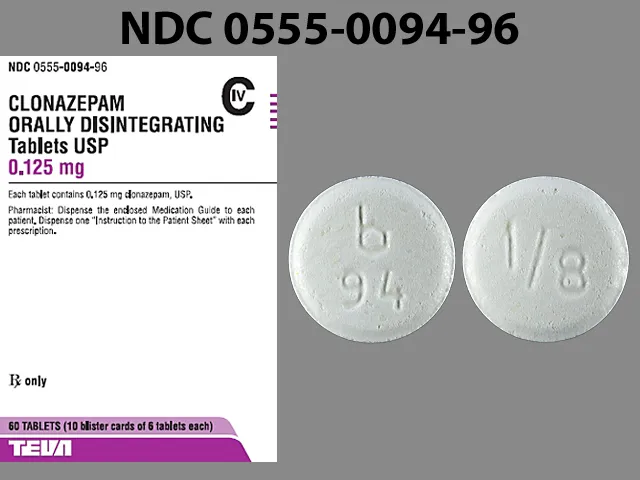 Clonazepam (Klonopin) B 94 1/8 Pill Image