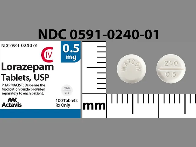 Lorazepam (Ativan, Loreev XR) WATSON 240 0.5 Pill Image