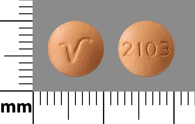 Amitriptyline (Amitid, Elavil, Endep) V 2103 Pill Image