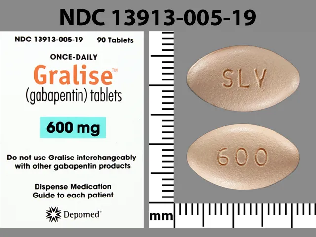 Gabapentin (Gralise, Neurontin) SLV 600 Pill Image