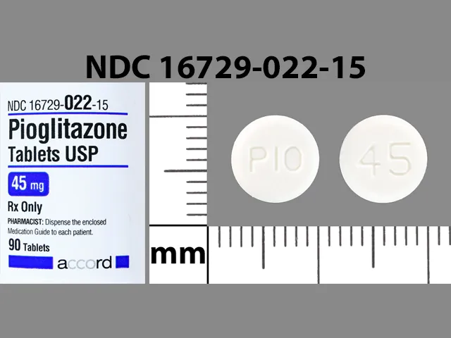 Pioglitazone (Actos) PIO 45 Pill Image