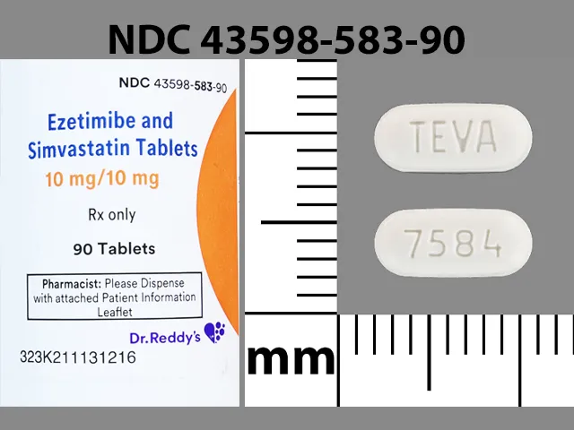 Ezetimibe/Simvastatin (Vytorin) TEVA 7584 Pill Image