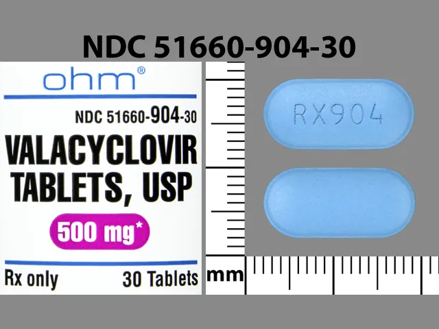 Valacyclovir (Valtrex) RX904 Pill Image
