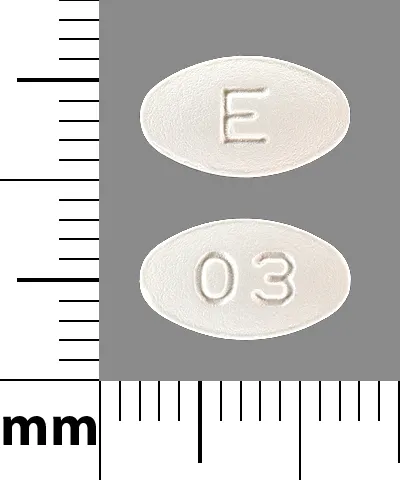 Carvedilol (Coreg, Coreg CR) E 03 Pill Image