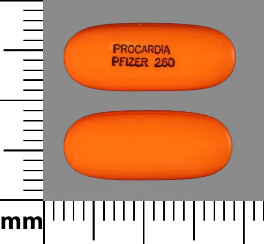 Nifedipine (Procardia) PROCARDIA PFIZER 260 Pill Image