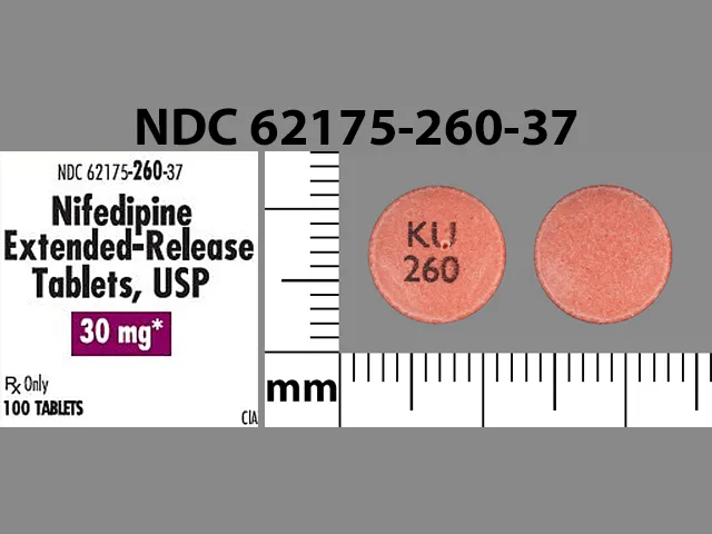 Nifedipine (Procardia) KU 260 Pill Image