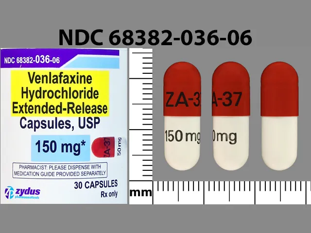 Venlafaxine (Effexor) ZA-37 150 MG Pill Image