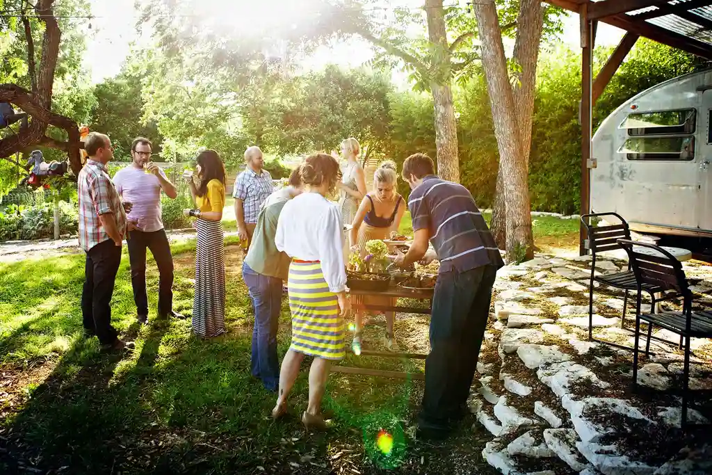 photo of group of friends at backyard cookout