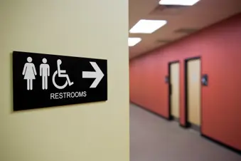 photo of public restoom sign