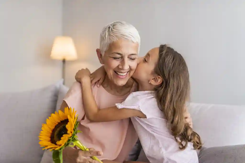middle aged woman and child