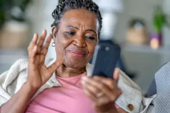 photo of senior woman on zoom chat