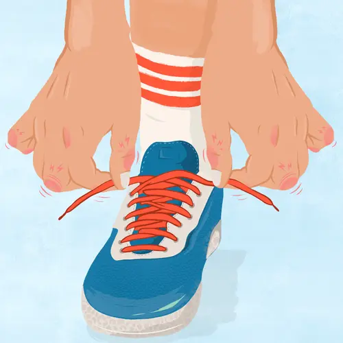 illustration of tying sport shoe
