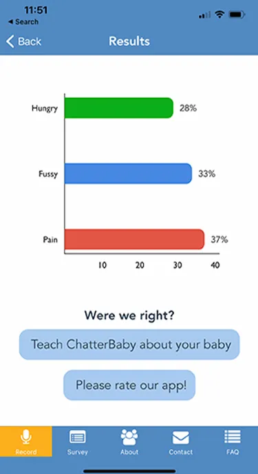 The app ChatterBaby analyzes infants' cries. 