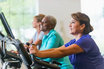 photo of indoor bike riders
