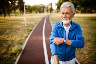 photo of senior man walking for exercise