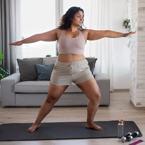 photo of woman doing yoga at home