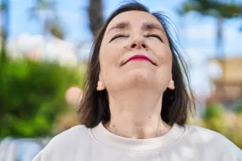 photo of woman breathing
