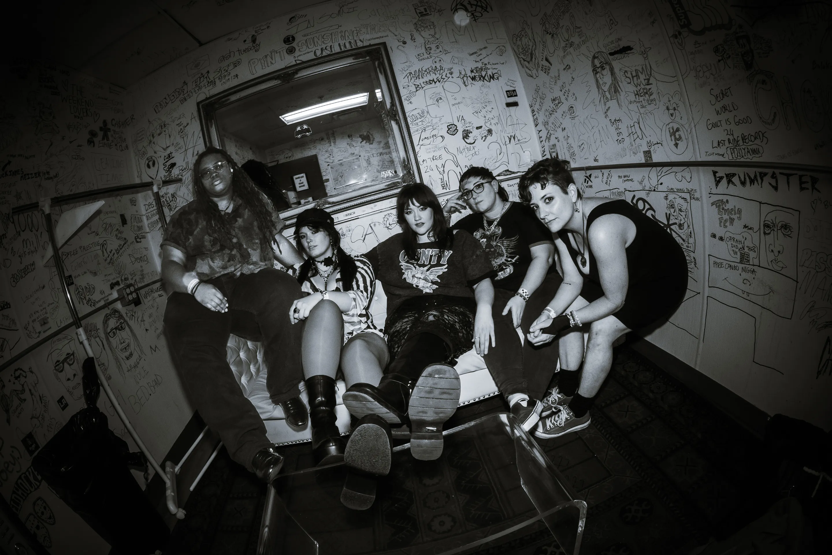 girls sitting in bunker